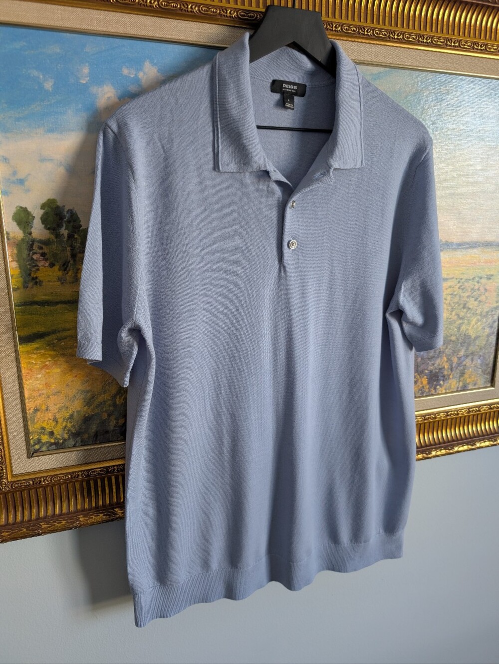 Reiss Light Blue Merino Wool Polo Shirt